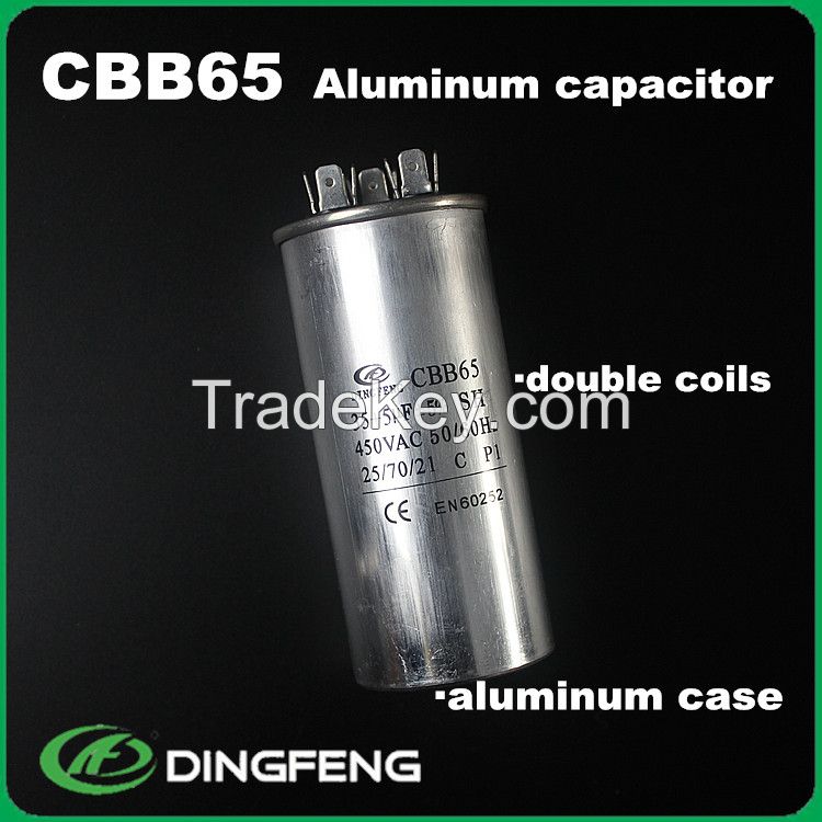 capacitor 25uf 370v metallized polyester film capacitor cbb65 capacitor