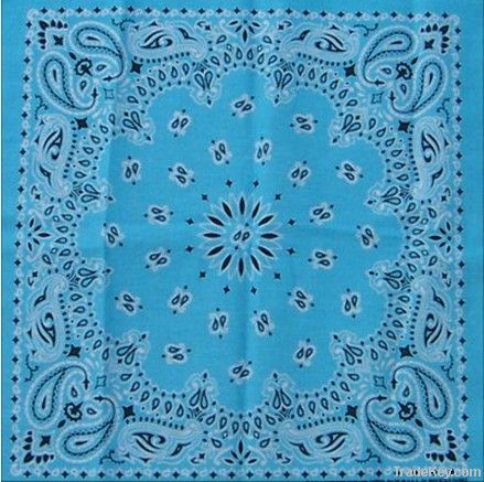 100% polyester fabric lt blue paisley bandan