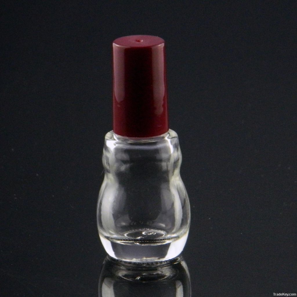 The cute shape nail polish glass bottle with blue lid