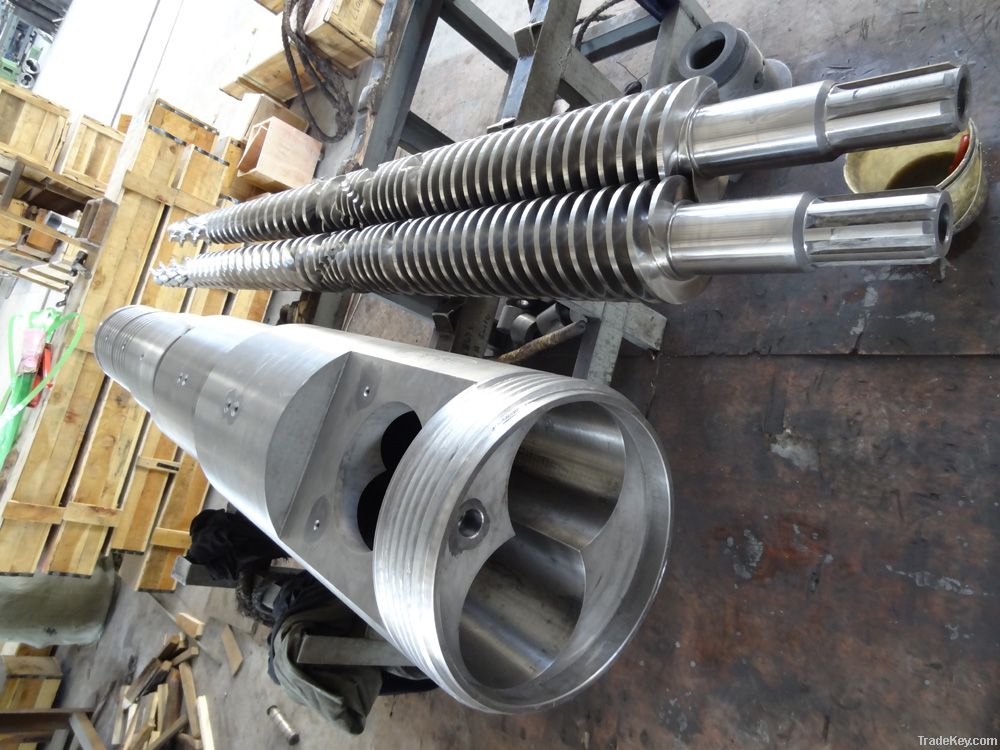 Bimetallic conical twin screw and barrel for extruder