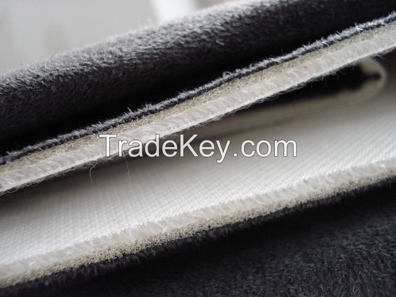 High Thick Bonded Polyester Velvet Sofa Fabric with 3 Layers