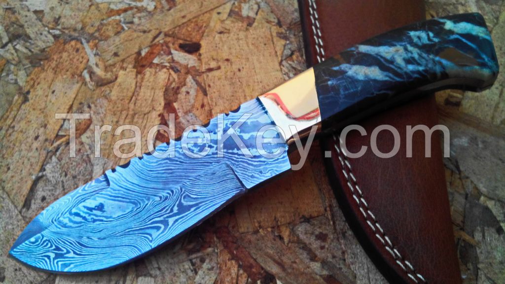 Damascus Hand made Carbon Steel skinny Folding knife with bone handle