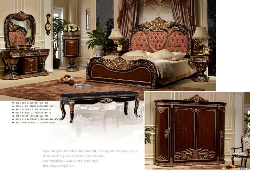 European luxury 7pcs bedroom furniture sets