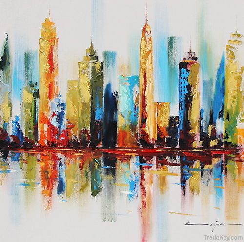 Cityscape Landscape Home Decoration Canvas Oil Painting Wall Art