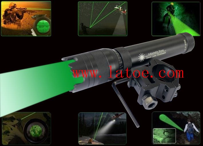 Green Laser Designator Adjustable Beam Laser Torch Flashlight