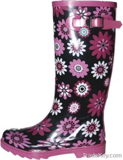 Fashion flowers women rubber rain boots