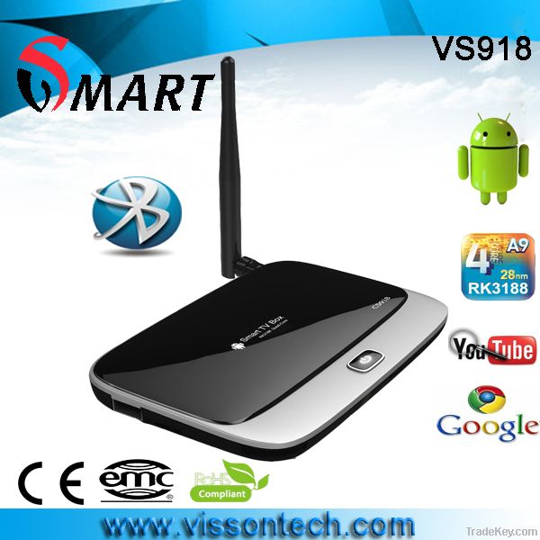 Rockchip 3188 cortex a9 quad core android tv box 2GB RAM 8GB Flash