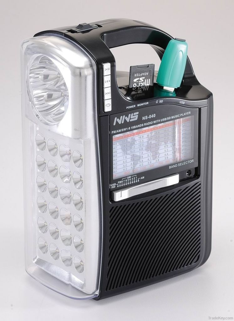 Torch radio with USB MP3 player