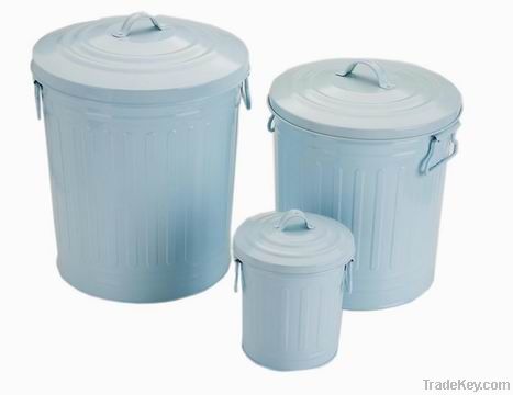 2013 Hot Set of 3 Metal Garbage Can with Lid