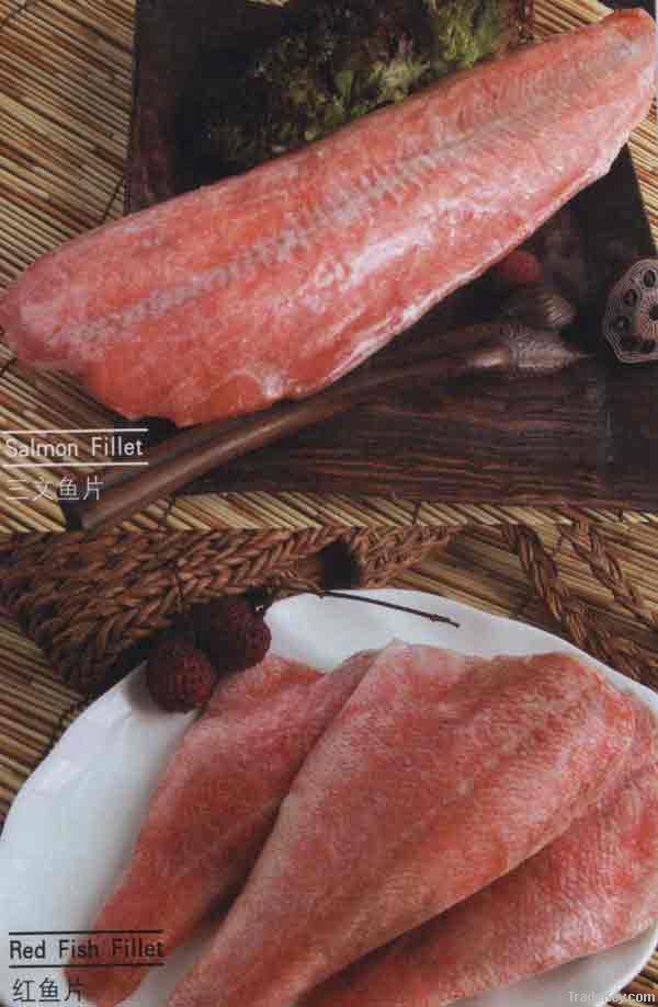 Frozen pink salmon portions