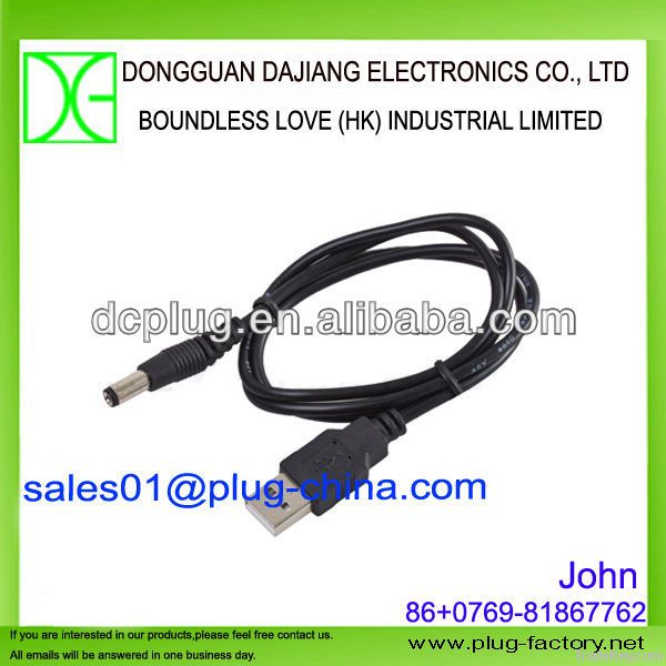 Hot sale USB Male to 5.5mm DC Cable