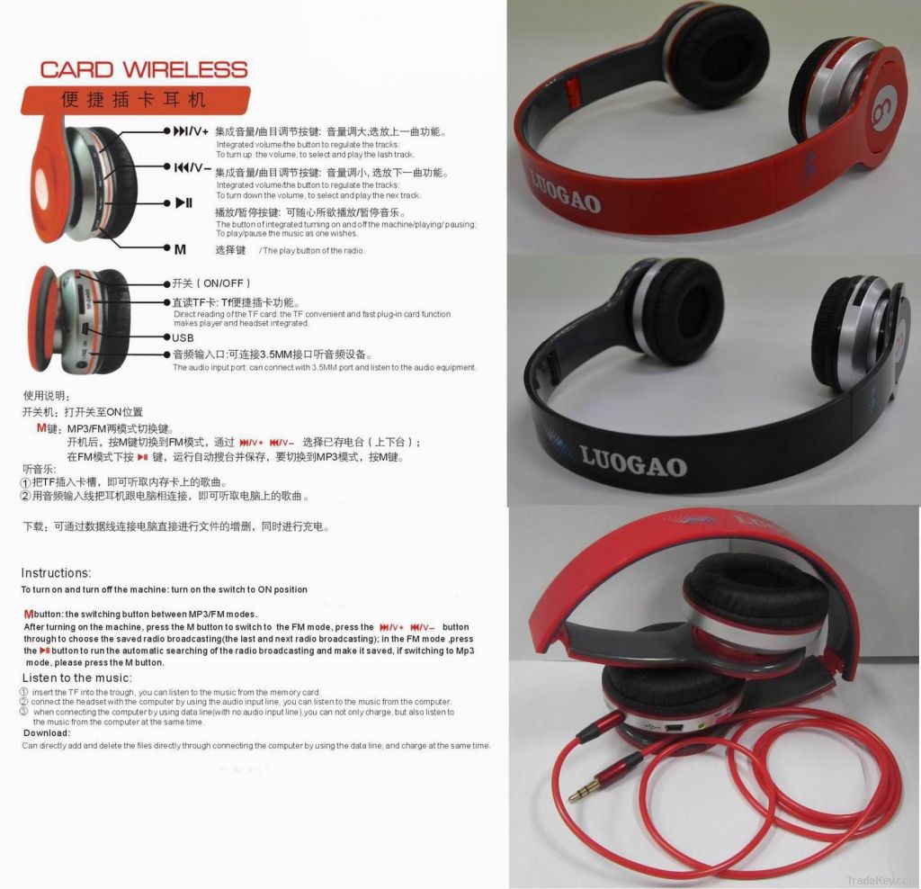 MP3 headphone can play TF card with radio