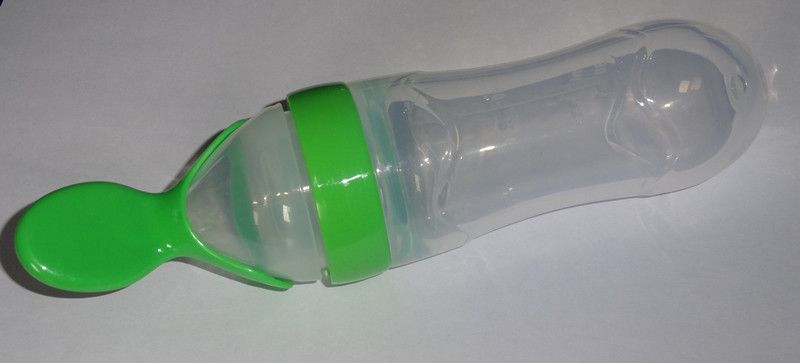 Silicone baby feeding bottle, feeding spoon, squeeze spoon, baby spoon, BPA free