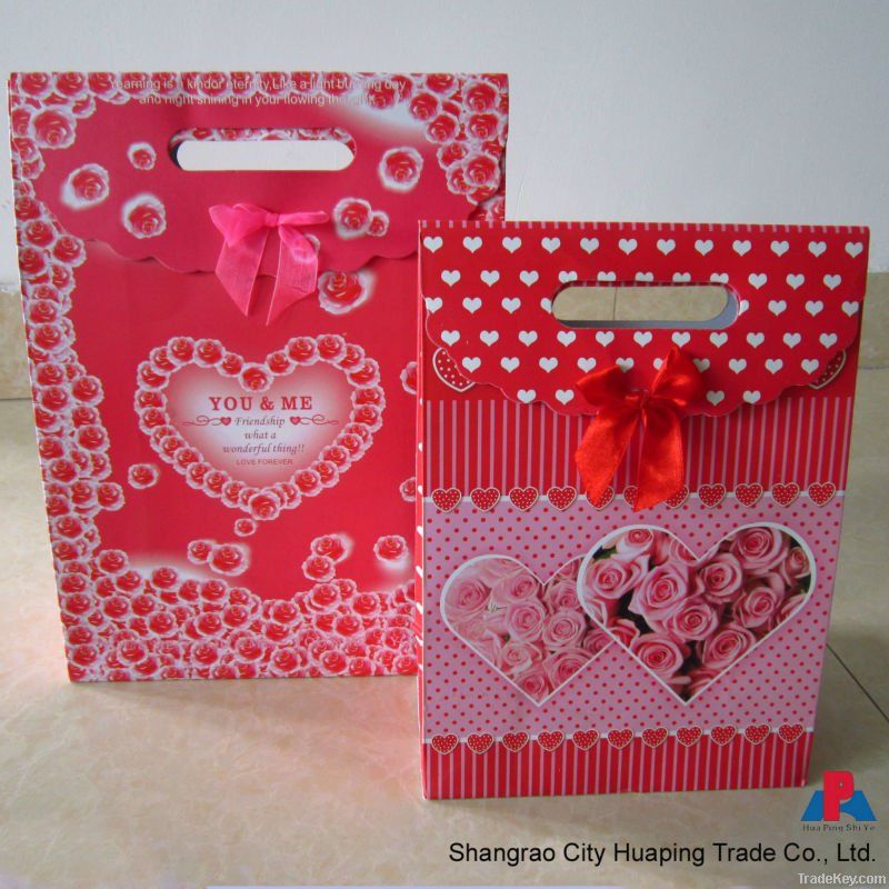 romantic wedding gift bag for sale, with ribbon bow and handle