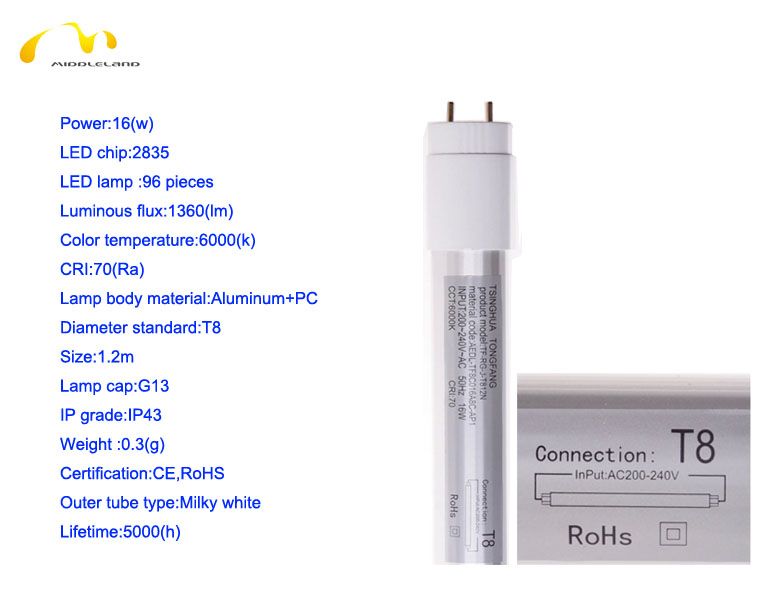 16w T8 LED fluorescent tube 