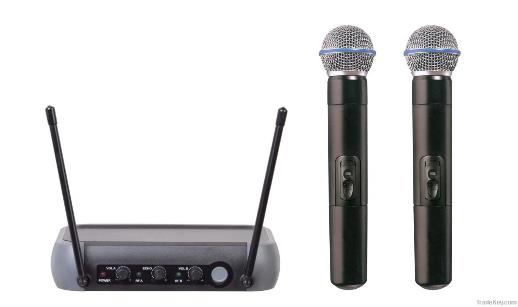 VHF dual channels echo wireless microphone