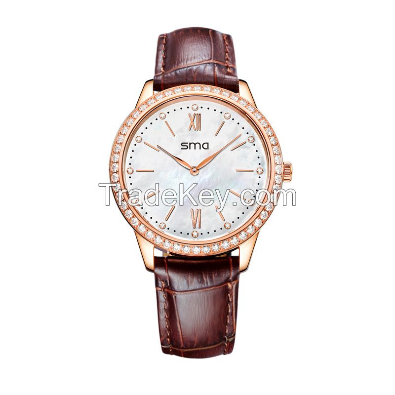 SMA Star Sign Italian leather strap bluetooth watch(Rose Gold) 