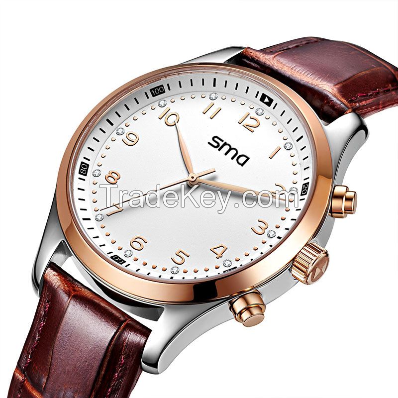 SMA Star Sign Leather Strap Smart Watch (Rose Gold)