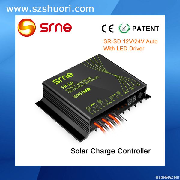 12/24V 8A pwm solar panel charger regulator with LED driver SR-SD