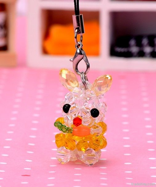 cute 4 mm tip bead turnip rabbit key ring promotional gifts