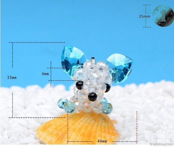 cute 6MM flat bead crystal chihuahua key chain wholesale