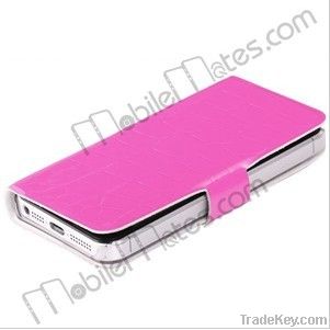 Litchi Grain Wallet Card Flip Genuine Leather Case for iPhone 5