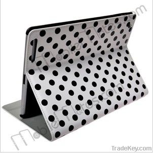 Polka Dots Folding Stand Leather Case for iPad 2/new iPad