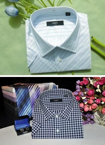 Custom Made Slim Fit Short Sleeve Men Shirt