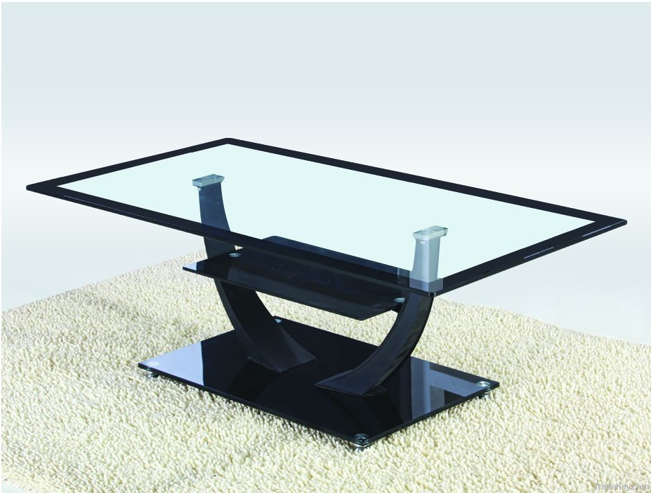 Top glass with black edge dining table