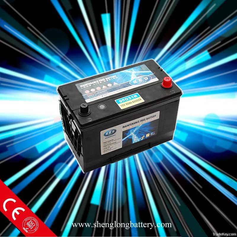 SHENGLONG automotive car battery 95D31 12V 70AH