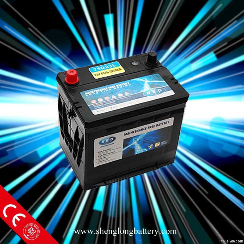 SHENGLONG auto battery 75D23 12V 60AH