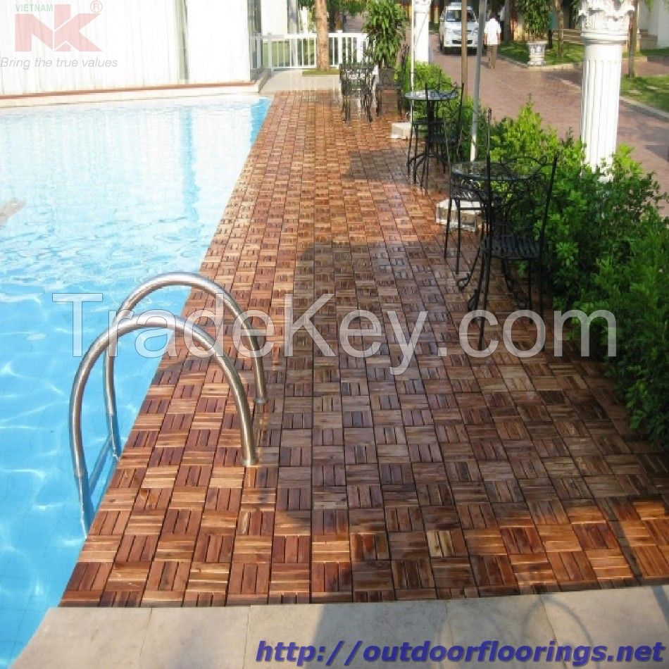 Acacia wood DIY Interlocking flooring deck tiles