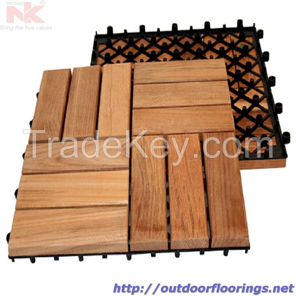 Acacia Interlocking deck tiles for outdoor from Vietnam