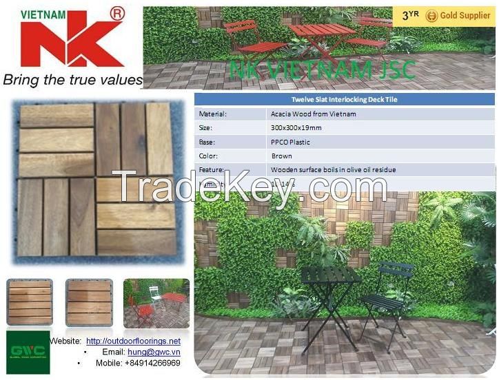 Vietnam wood DIY Interlocking flooring deck tiles