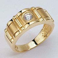 18K Gold and 0.25 Cts Diamond Men&#039;s Ring