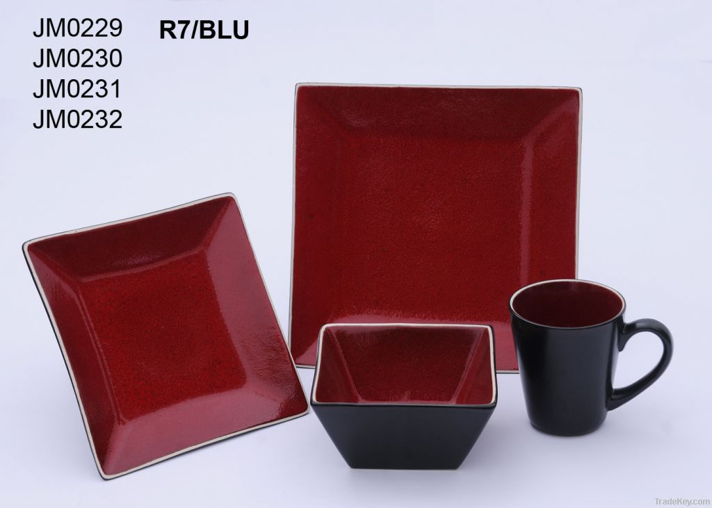 16pcs crystal red glaze dinnerware set