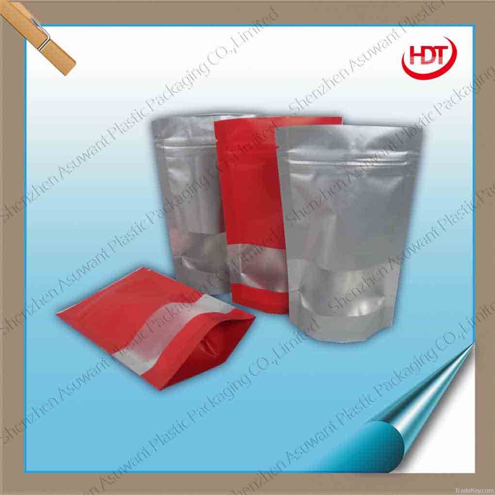 One color printed stand up pouch/bag with clear window