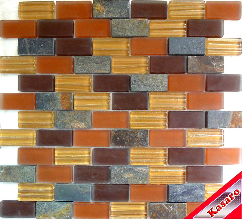 Glass Mix Slate Mosaic Kitchen and Bathroom Wall Tile