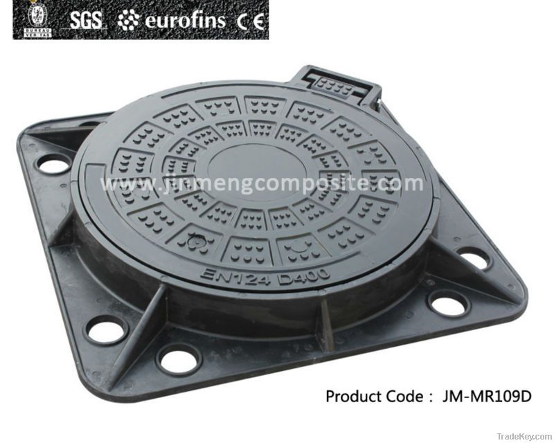 BS EN124 Clear opening 600mm SMC Composite Manhole Cover with hinge