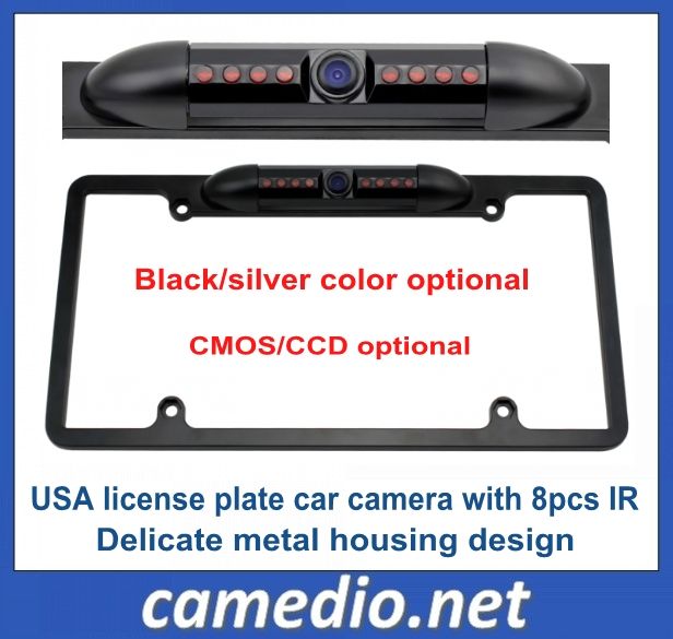 American USA night vision car  license plate frame  rearview camera with 8pcs IR