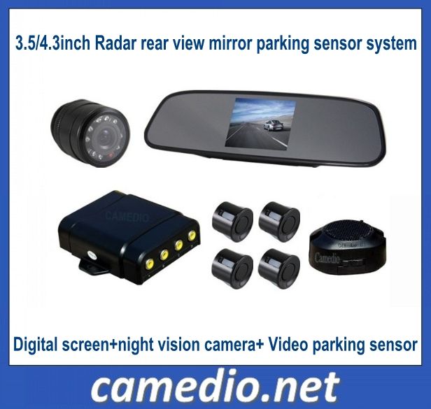 3.5/4.3inch radar view view parking  system (rearview mirror+night vision camera+video parking sensor)