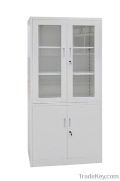 glass door metal storage cabinet