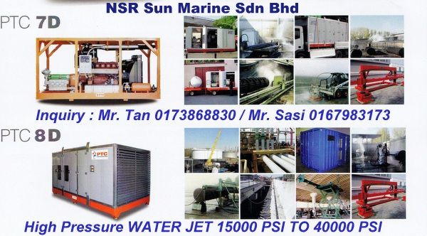 Water Jet Water Blasting Supplier Malaysia, PSI, Bar High Pressure