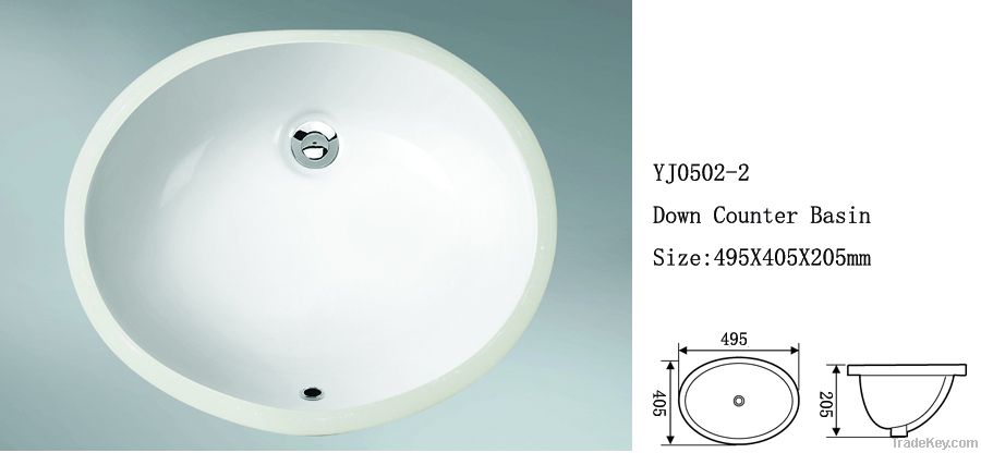 New European style no hole under counter basin high temperature cerami