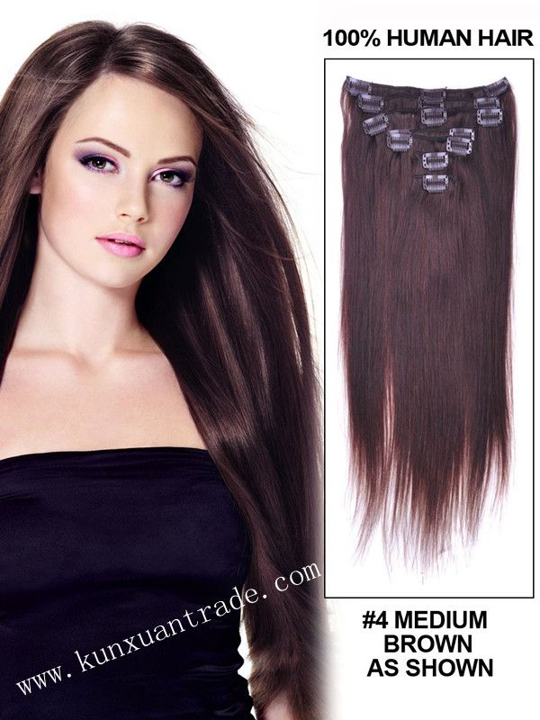 100% human hair 7 Piece Deep Wave/Boday wave/silky, Brazilian virgin hair weft,Clip in hair extension