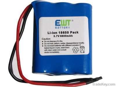 3.7v 6600mAh ICR18650 Li-ion battery pack