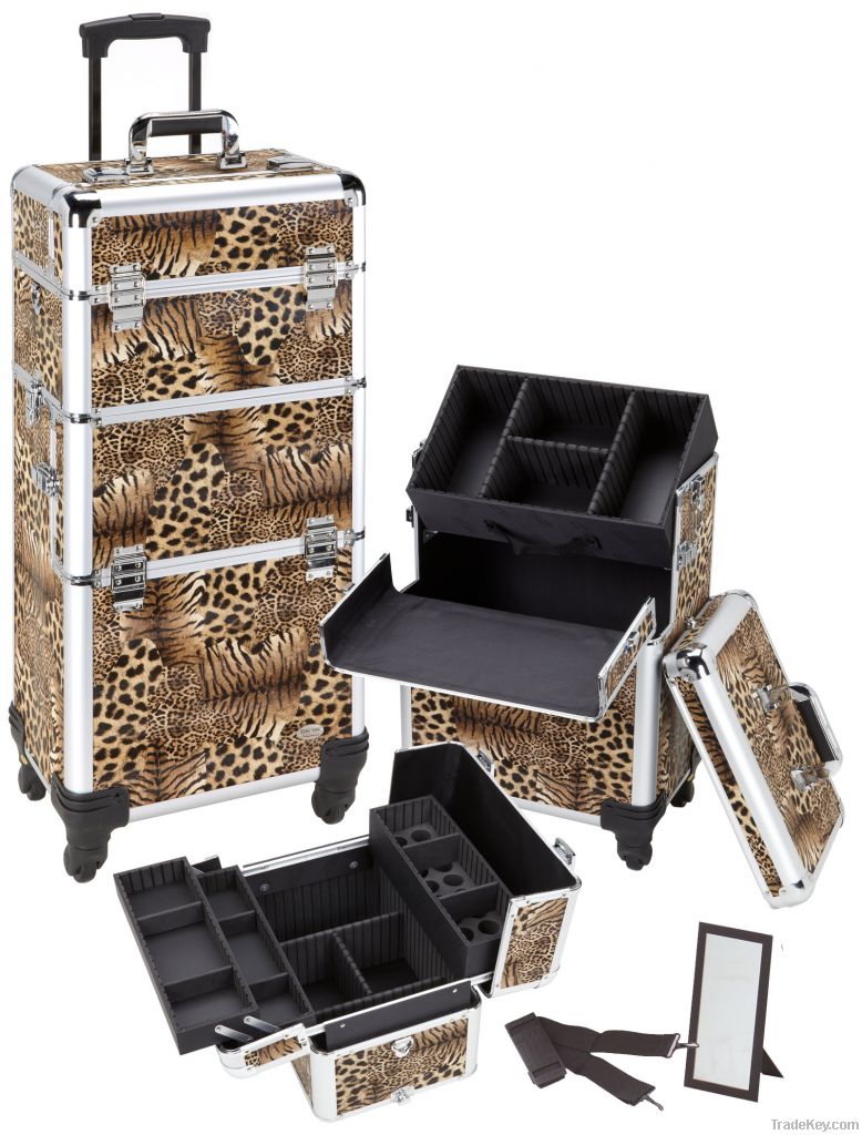 360 Degree Rolling Leopard Makeup Case