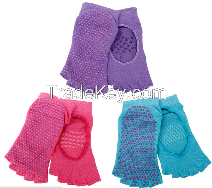 elite anti slip cotton open toe yoga socks