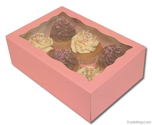 Cupcakes PVC Window Paper Food Box