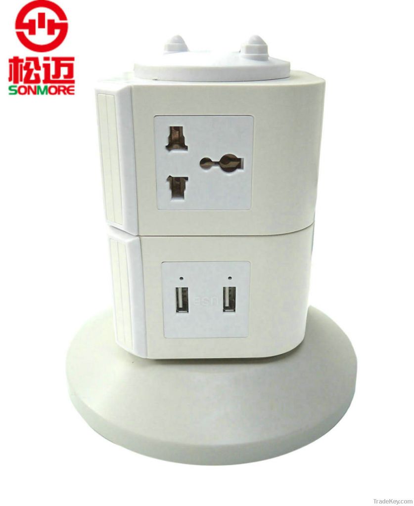 2013 vertical extension socket with USB charger interface